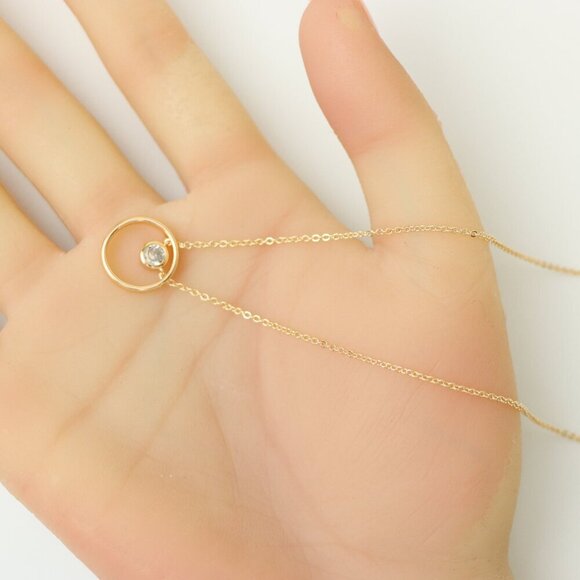 Minimalist Rose Gold Circle Pendant Necklace, XPNL0211 - Picture 4 of 14